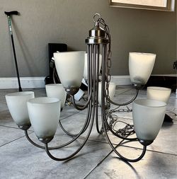 7-light pendant with glass shades