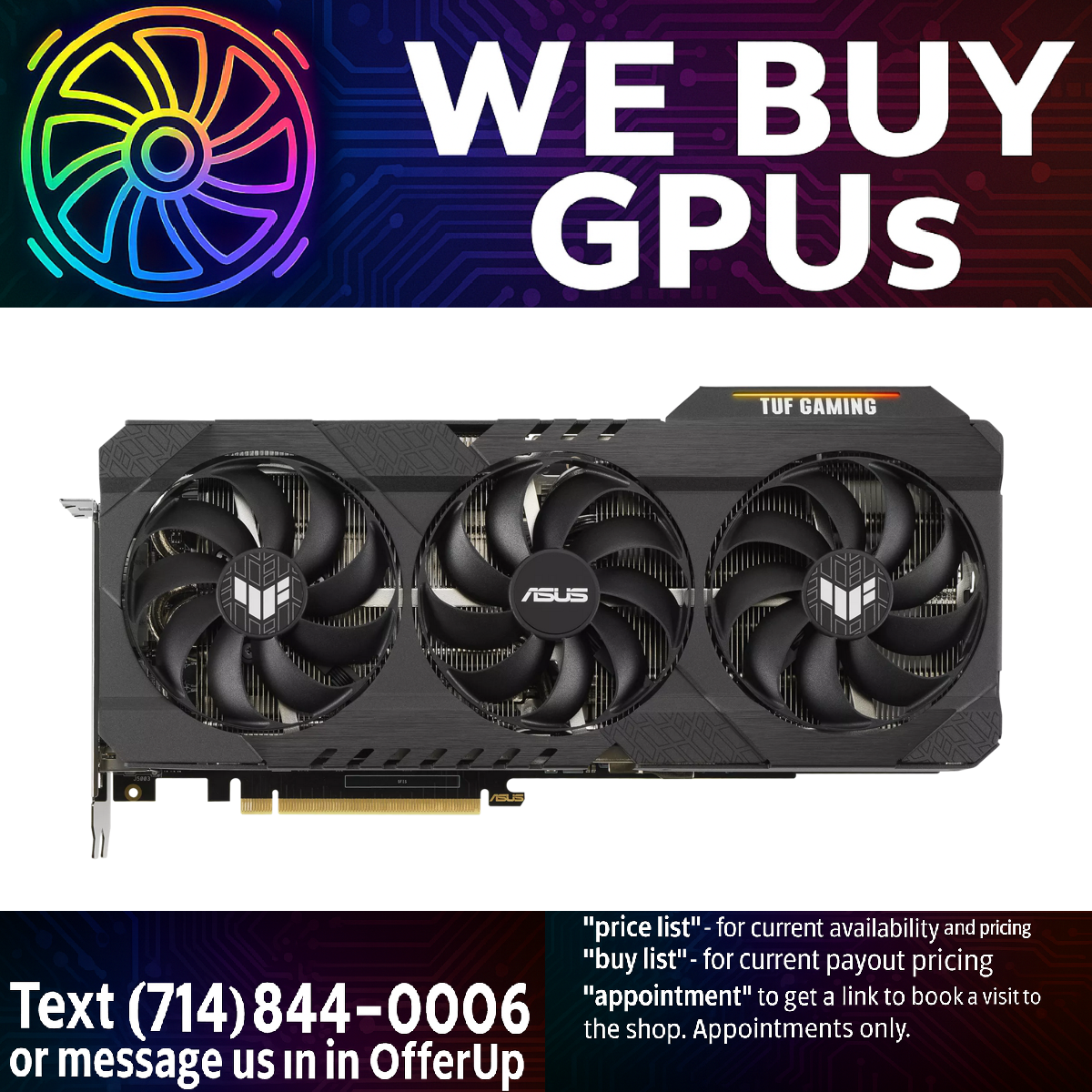 ASUS TUF RTX 3070 Ti GAMING OC - Professionally Refurbished - 3 Month Warranty - Local Business - Fixed Price