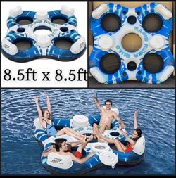 NEW Quad Inflatable Tube River Tube with 2 Built-in Coolers / 4-person River Tubes