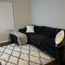 120" W Sectional Sofa Modern Convertible Couch with Ottoman