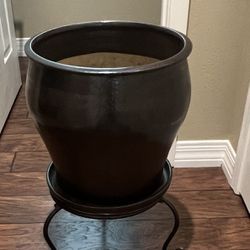 Large Ceramic Flower Pot 15 X 16 With Stand