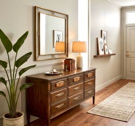 Authentic Mid-Century Modern Solid Butternut Wood 9-Drawer Dresser