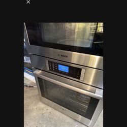 Almost New 30 Inches Electric Stainless Steel Bosch Wall Oven Microwave Combo Unit 