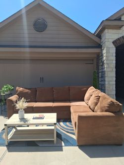 Large Tan/Brown Sectional Couch- Free Delivery