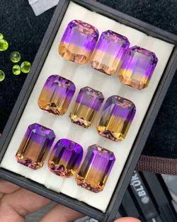 Ametrine Emerald Cut Loose Gemstones Set of 11