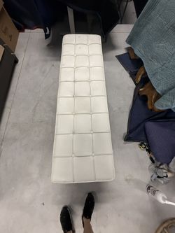 White Leather Tufted X Bench 