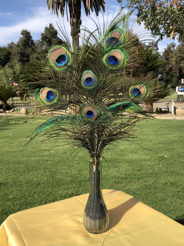 Peacock Feathers With Vase For Sale In Visalia Ca Offerup