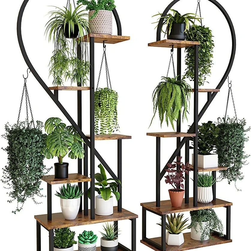 POTEY 6 Tier Metal Plant Stand, Creative Half Heart Shape Ladder Plant  Stands for Indoor Plants Multiple, Black Plant Shelf Rack for Home Patio  Lawn for Sale in Baltimore, MD - OfferUp