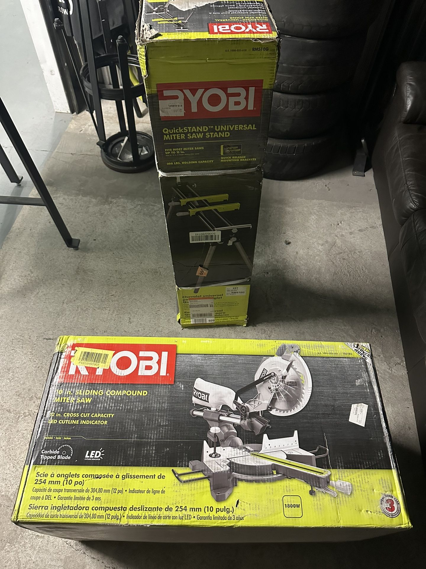 Ryobi 10” Sliding Mitre Saw w/LED and Stand (unopened)