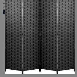 L😎😎K!! Room Divider 6FT Wall Divider Wood Screen 4 Panels Wood Mesh Hand-Woven Design Room Screen