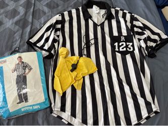 Halloween costume Referee Shirt, flag and whistle
