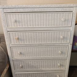 Vintage Henry Link White Wicker Dresser 