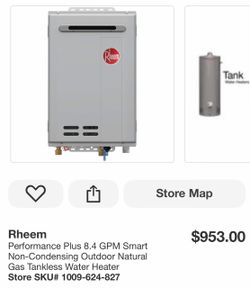 Rheem Performance Plus 8.4 GPM Smart Non-Condensing Outdoor Natural Gas Tankless Water Heater