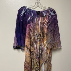 Women’s STYLE & CO. 100% Polyester, Multicolor, Print, Loose Short Sleeve Blouse, Top… Size Large.