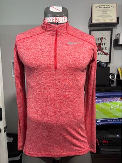 Nike DRI-FIT Running Reflective 1/4 Quarter Zip Red Pullover Men’s Small