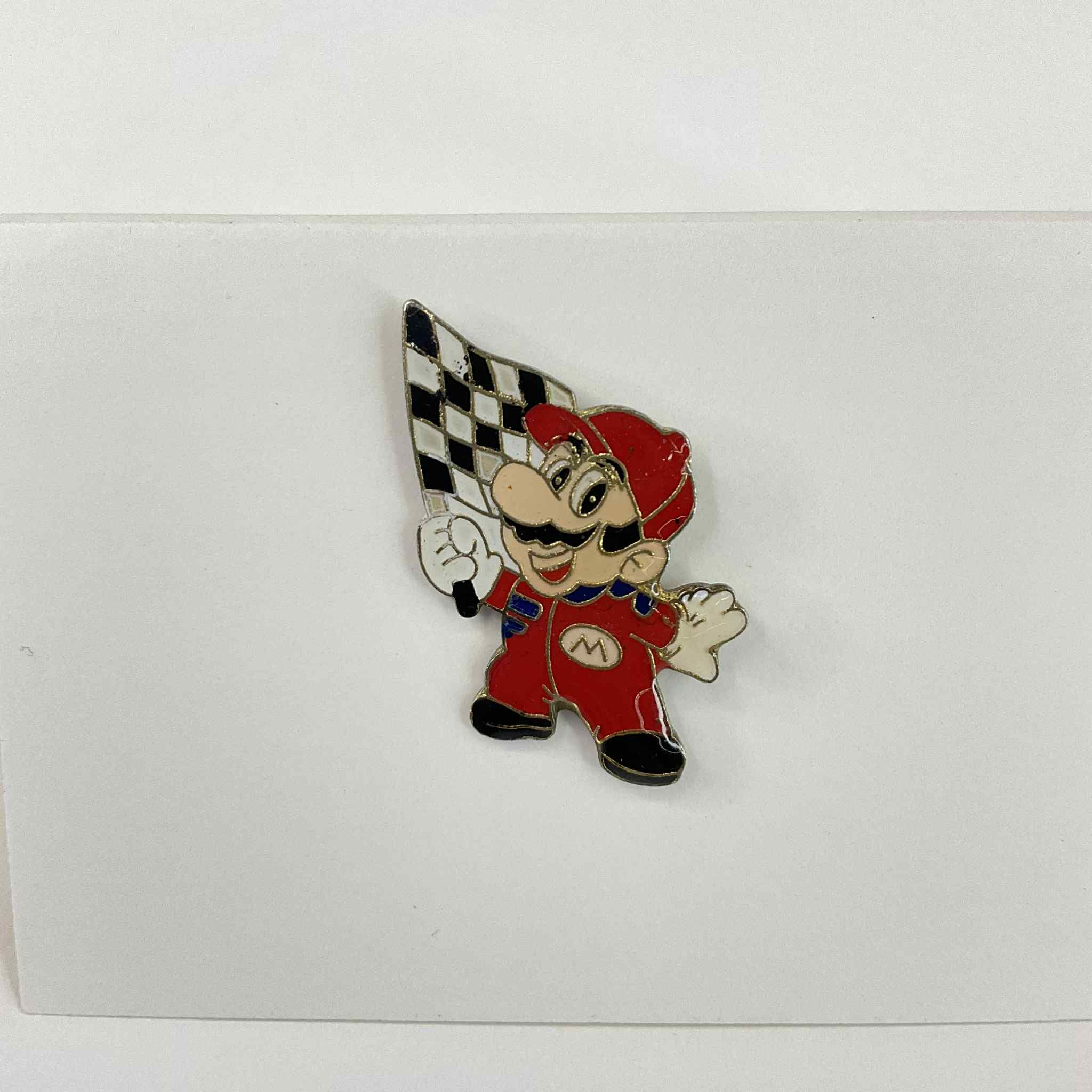 Vintage 1988 Nintendo Super Mario Bros. Racing Flag Enamel Pin
