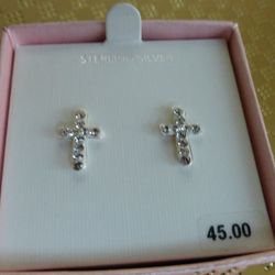 Darling, Dainty Sterling Silver Cross ✝️ Earrings