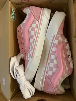 Vans kids pink checkerboard shoes