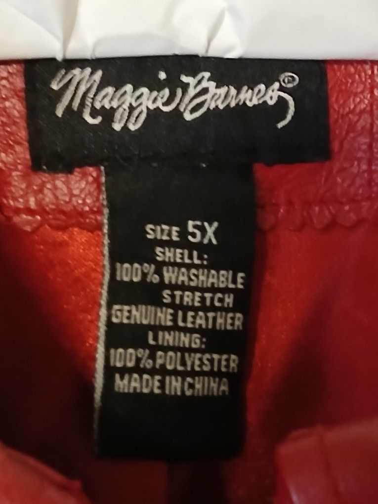 Red  Washable Leather Jacket 5x