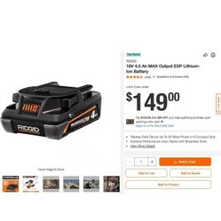 Ridgid 4Ah EXP Tabless 18V Battery