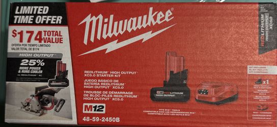 Milwaukee M12 XC High Output 5.0 Ah Battery Pack with Charger Starter Kit