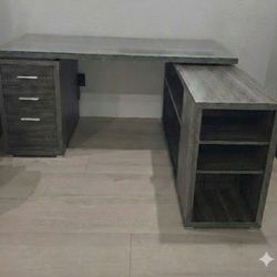 Modern Rustic L - Shaped Desk with glass top
