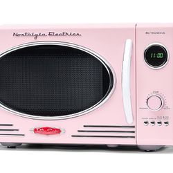 Nostalgia PINK Retro Countertop Microwave Oven - Large 800-Watt - 0.9 cu ft 