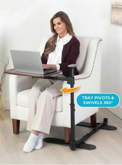 Adjustable 360° Swivel Wood Sofa Side Table