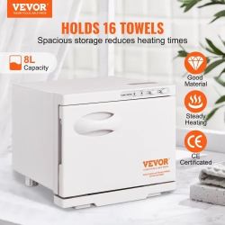 Hot Towel Warmer, 8L Small Towel Warmer Cabinet with Clip & Stainless Steel Rack, Holds up 12 Towels, Portable ALL- Round Heating Cabinet for Spa, Bar