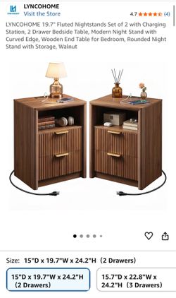 Lyncohome set of 2 nightstands