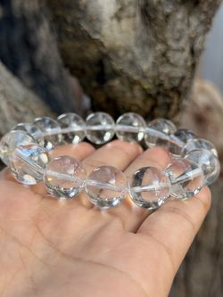 14mm Stretchable Rainbow Clear Quartz Bracelet 