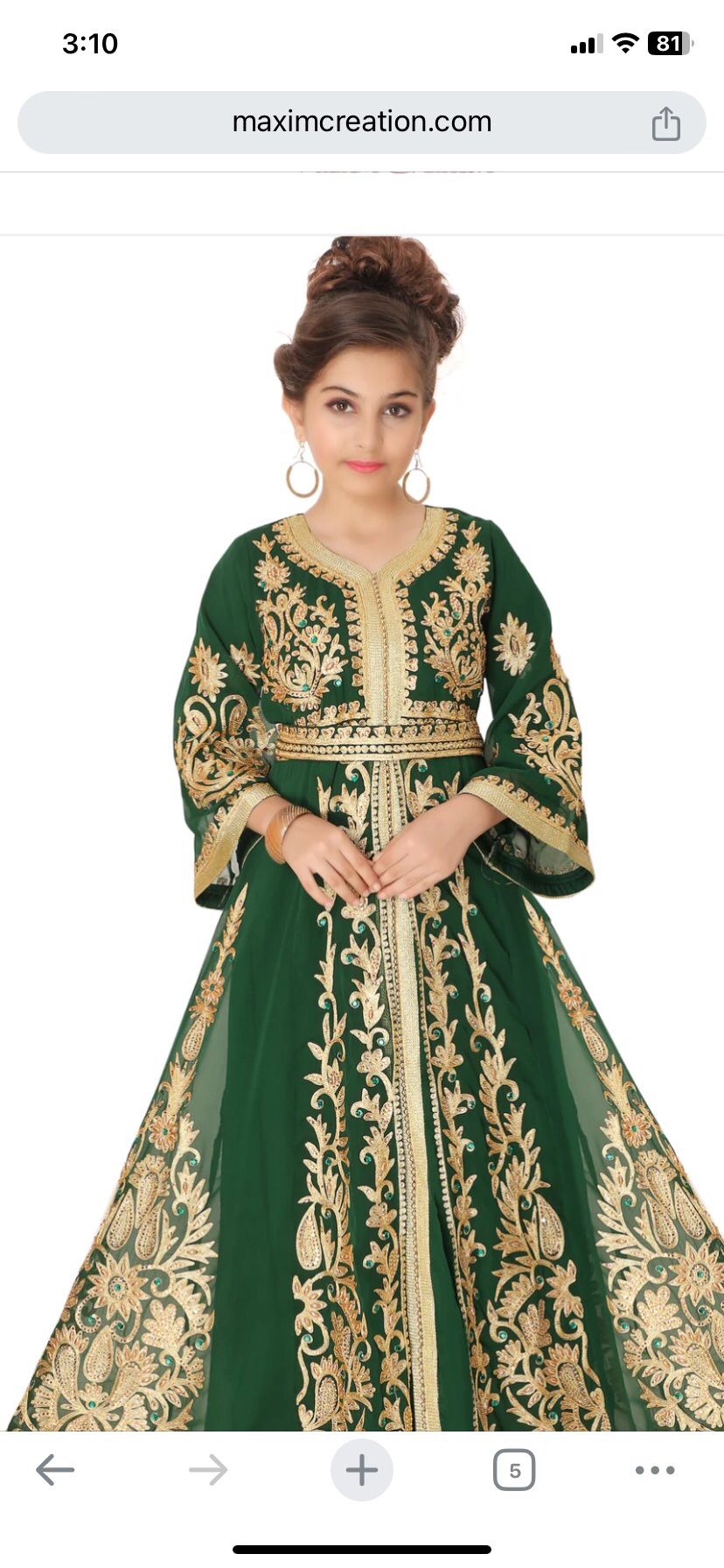2pc Arabian Takchita Embroidered Gown Eid Partywear Special Occasion Fancy Dress Girls Size 10-12