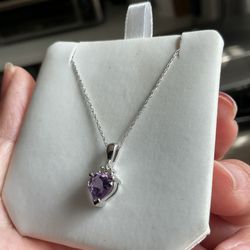 10k RJW amethyst heart pendant with chain necklace  21”