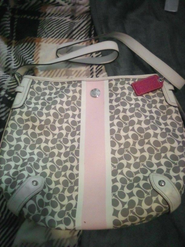 Coach Shoulder Bag Pink And Grey
