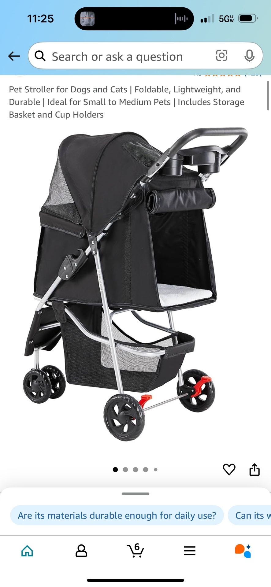 Pet Stroller for Dogs and Cats | Foldable, Lightweight, and Durable | Ideal for Small to Medium Pets | Includes Storage Basket and Cup Holders