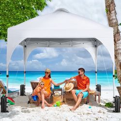 10x10 FT Pop Up Canopy Tent with Roller Bag, White