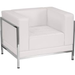 HERCULES Imagination Series Contemporary Melrose White LeatherSoft Chair with Encasing Frame

