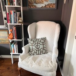White Cotton Wingback Chair