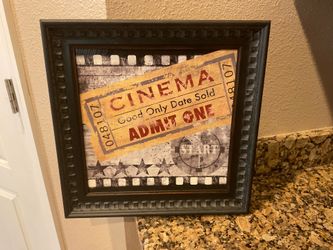 Cinema Admit One Movie Theater Wall Hanging Picture