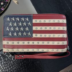 American Flag Wristlet