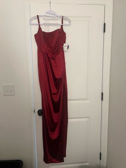 Red Satin Maxi Formal Dress with Slit