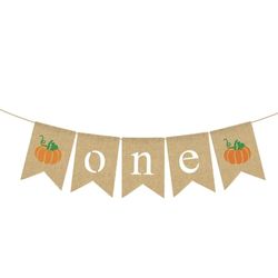 Jute Burlap Pumpkin One High Chair Banner Fall Thanksgiving Boy Girl 1st Birthday Party Highchair Garland