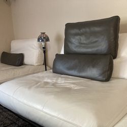 Real Leather and Wood Couch