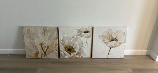 Set of 3 Floral Canvas Wall Art
