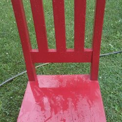 Nice Tall Red Chair With Dark Green Legs,  