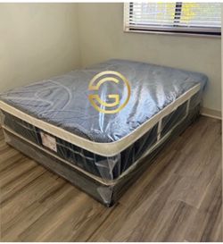 Queen Mattress Set Plush PillowTop – Brand New –  Same Day Delivery Available 🚚