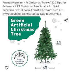 Premium 4Ft Christmas Tree w/ 320 Tips for Fullness - 4 FT Christmas Tree Small Canadian
