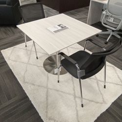 Modern Square Table With Brushed Metal Base - Fresh New Look For Your Office