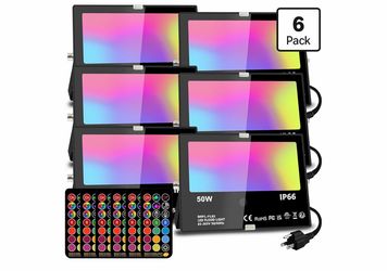 MELPO 50W RGB LED Flood Light Outdoor, 6 Pack