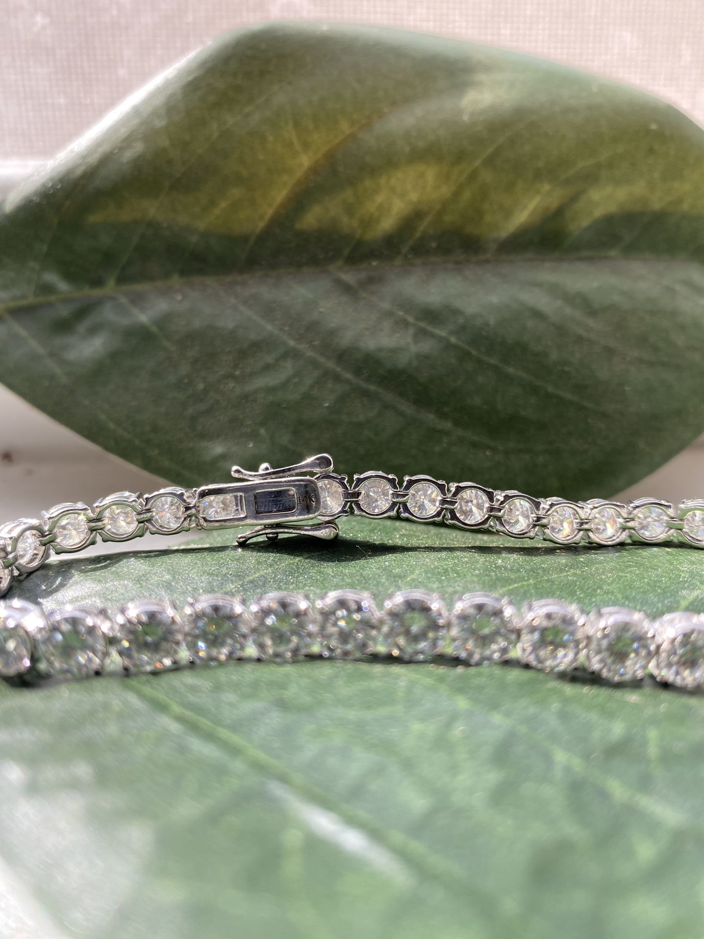 14K White Gold Plated VVS D Flawless Moissanite Tennis Bracelet - Iced Out Luxury Bling